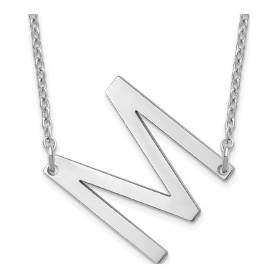 10K White Gold Sideways Initial M Necklace