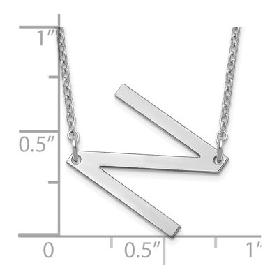 10K White Gold Small Letter N Necklace – view 3