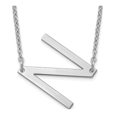 10K White Gold Small Letter N Necklace
