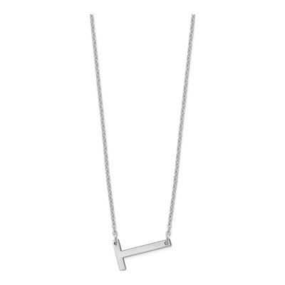 10K White Gold Small Letter T Necklace – view 2