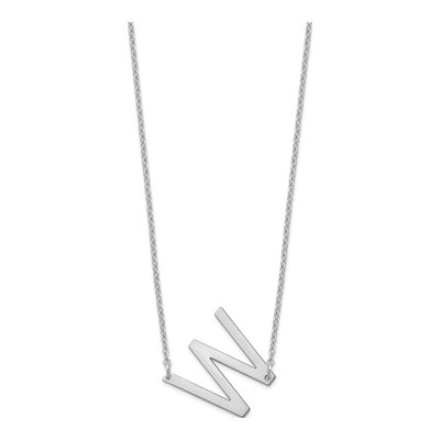 10K White Gold Small Letter W Necklace – view 2