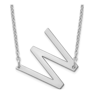 10K White Gold Small Letter W Necklace