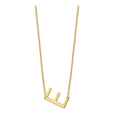 10K Yellow Gold Small Letter E Necklace – view 2