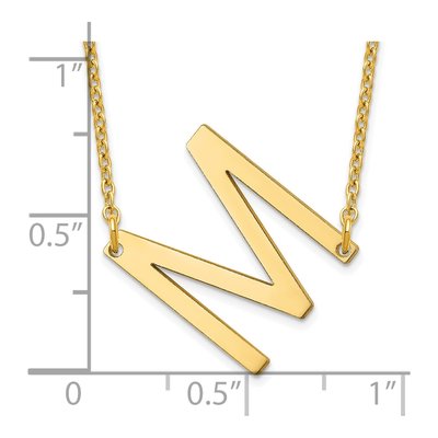 10K Yellow Gold Sideways Initial M Necklace – view 3