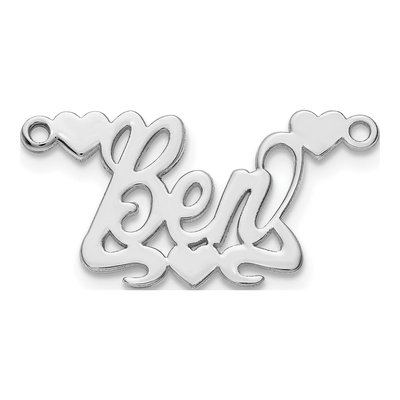10K White Gold Heart Name Plate Pendant – view 2