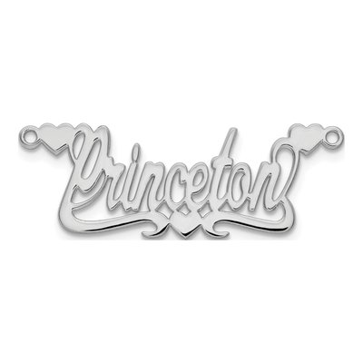 10K White Gold Heart Name Plate Pendant – view 5