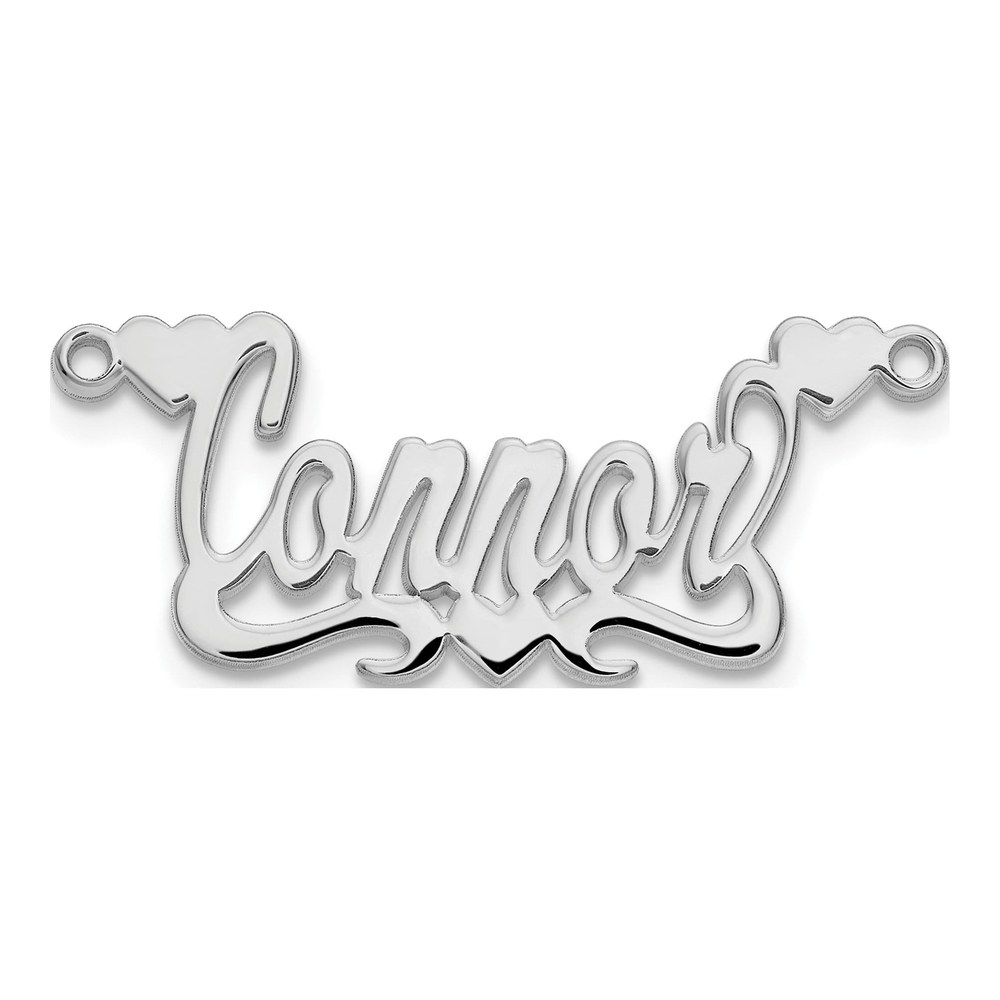 10K White Gold Heart Name Plate Pendant