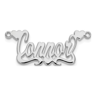 10K White Gold Heart Name Plate Pendant