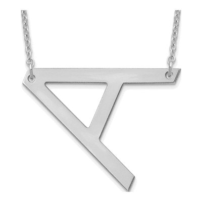 10K White Gold Large Letter A Necklace