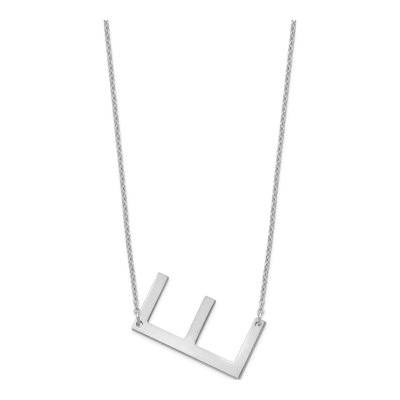 10K White Gold Large Letter E Necklace – view 2