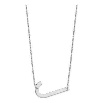 10K White Gold Large Letter J Necklace – view 2