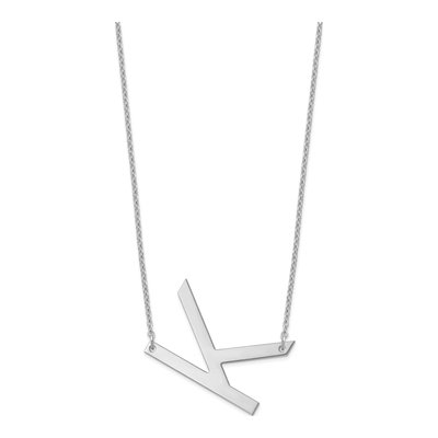 10K White Gold Large Letter K Necklace – view 2