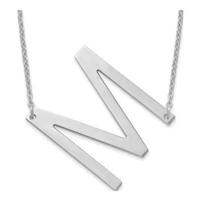 10K White Gold Large Letter M Necklace