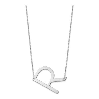 10K White Gold Letter R Necklace – view 2
