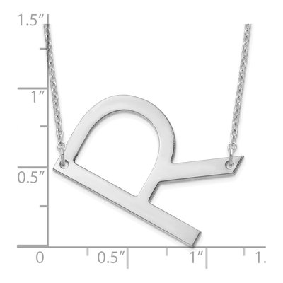 10K White Gold Letter R Necklace – view 3