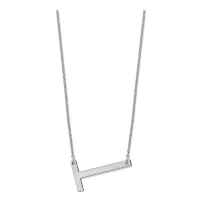 10K White Gold Letter T Necklace – view 2