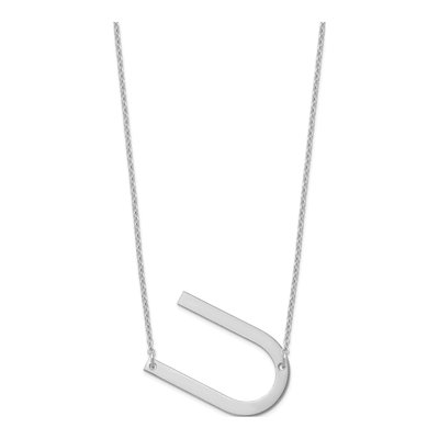 10K White Gold Large Letter U Necklace – view 2