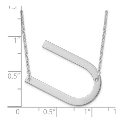 10K White Gold Large Letter U Necklace – view 3