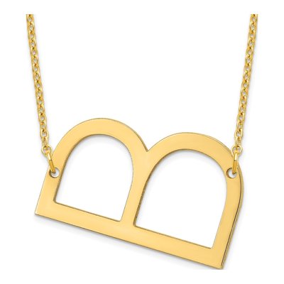 10K Yellow Gold Large Sideways Initial B Necklace