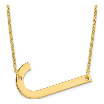 10K Yellow Gold Large Letter J Necklace