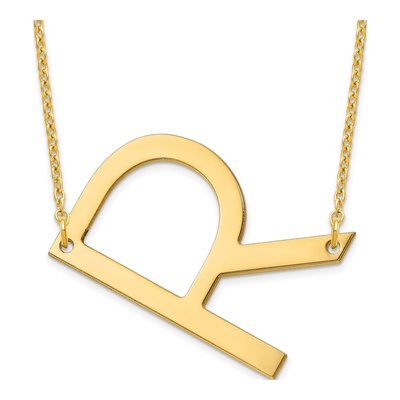 10K Yellow Gold Letter R Necklace