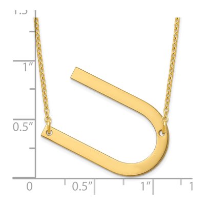 10K Yellow Gold Letter U Necklace – view 3