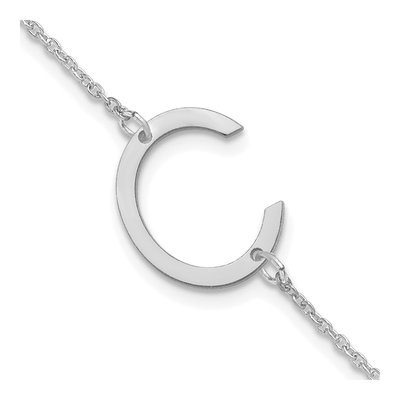 10K White Gold Letter C Bracelet