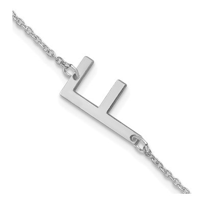 10K White Gold Letter F Bracelet