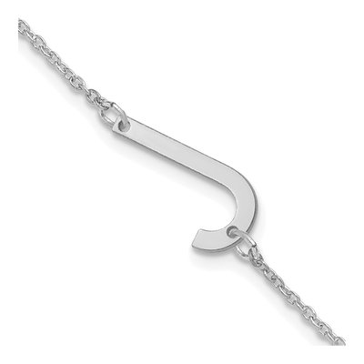 10K White Gold Letter J Bracelet