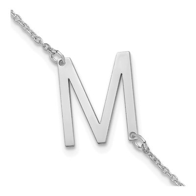 10K White Gold Letter M Bracelet