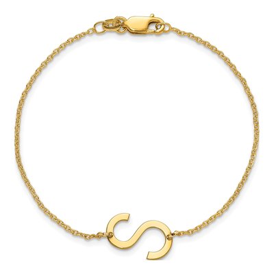 10K Yellow Gold Initial S Bracelet – view 3