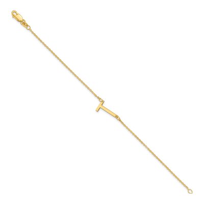 10K Yellow Gold Letter T Bracelet – view 2