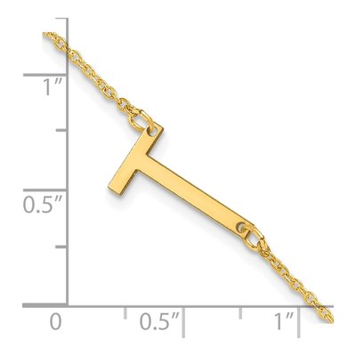 10K Yellow Gold Letter T Bracelet – view 3