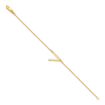 10K Yellow Gold Letter V Bracelet – view 2