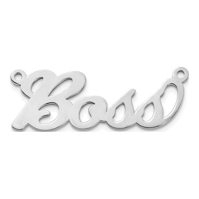 10K White Gold Name Plate Pendant