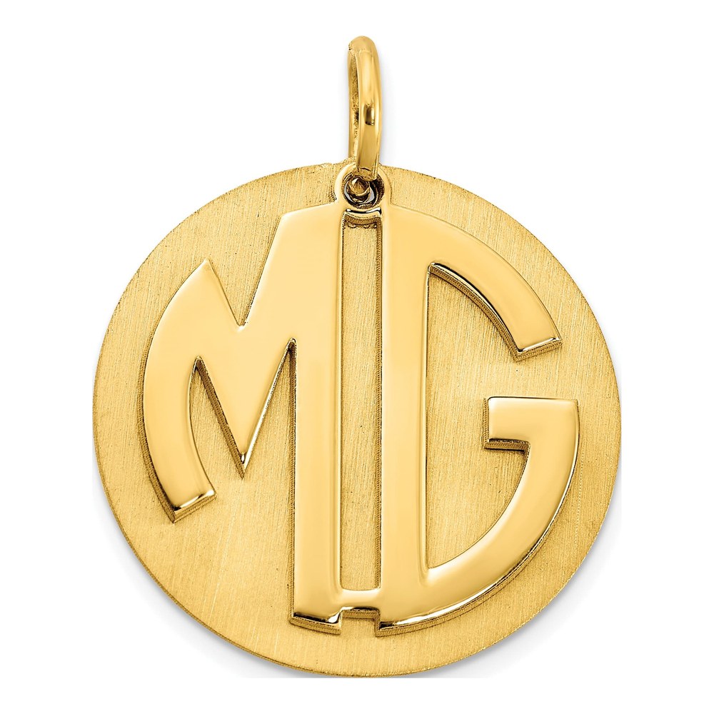 10K Yellow Gold Reversible Monogram Disc Charm Pendant