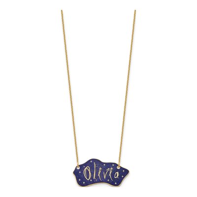 10K Yellow Gold Glitter Epoxy Name Plate Necklace – view 2
