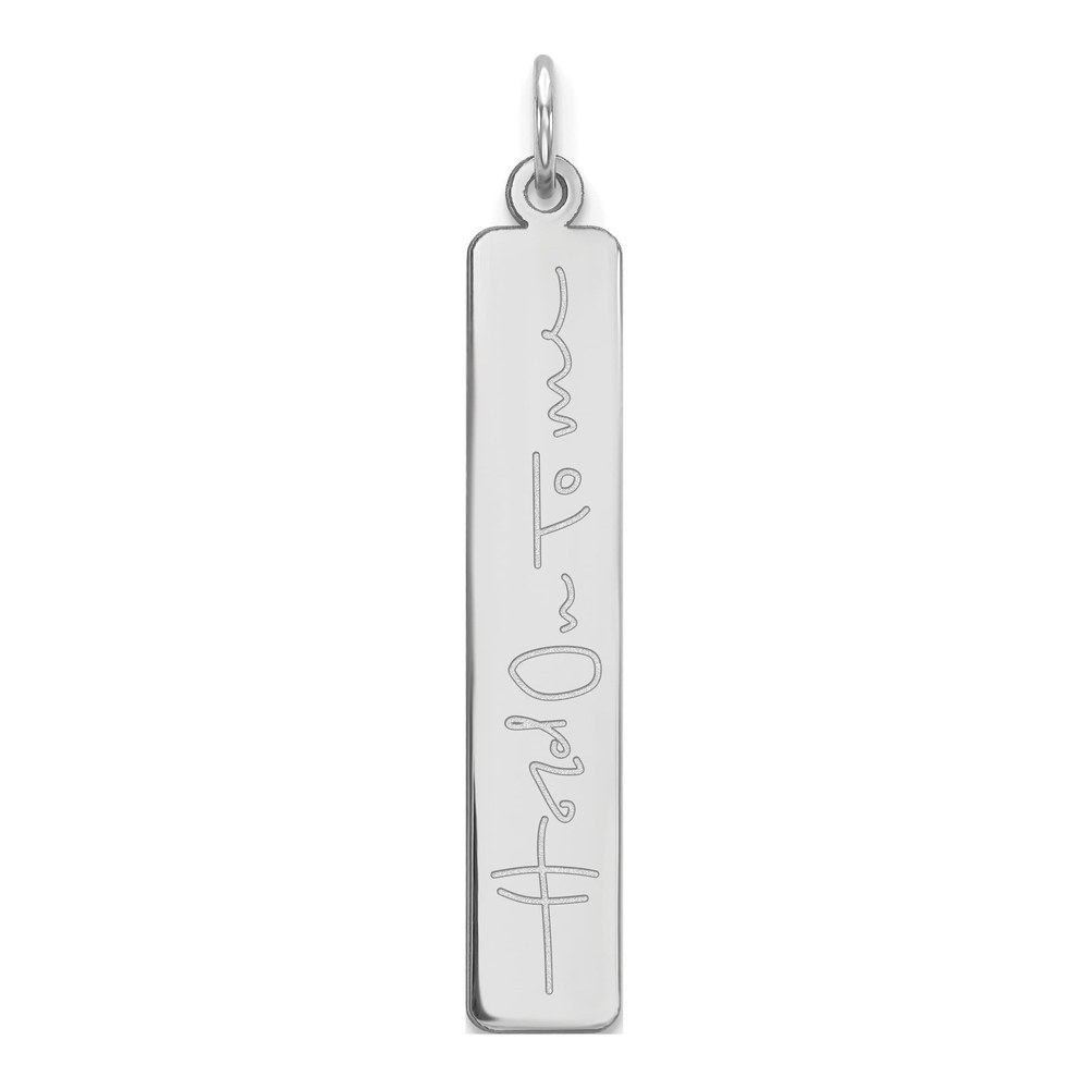 10K White Gold Rhodium-Plated Signature Bar Charm Pendant