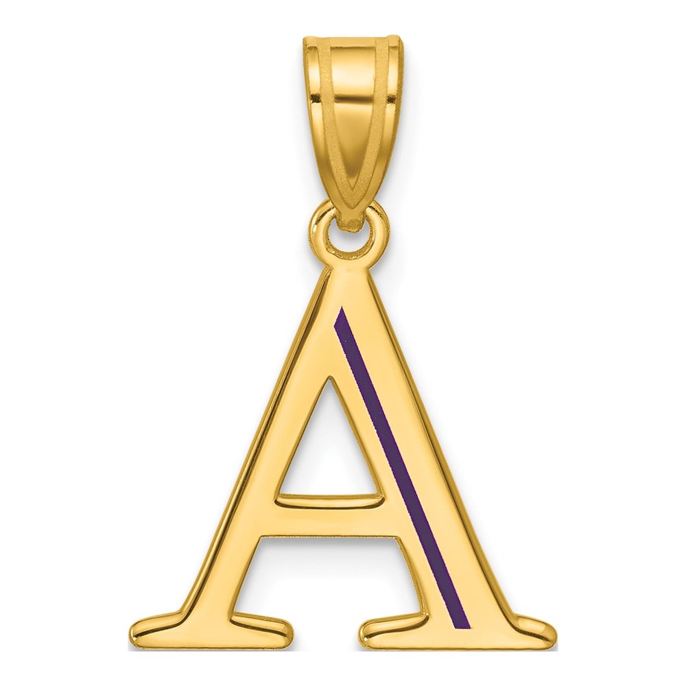 10K Yellow Gold Line Epoxy Initial Pendant