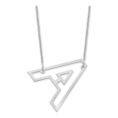 10K White Gold Sideways Initial A Necklace