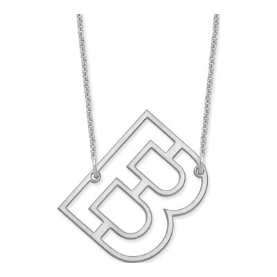 10K White Gold Sideways Initial B Necklace