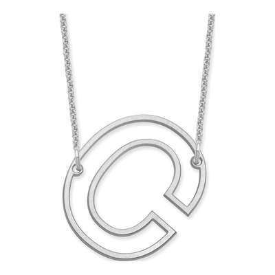 10K White Gold Sideways Initial C Necklace