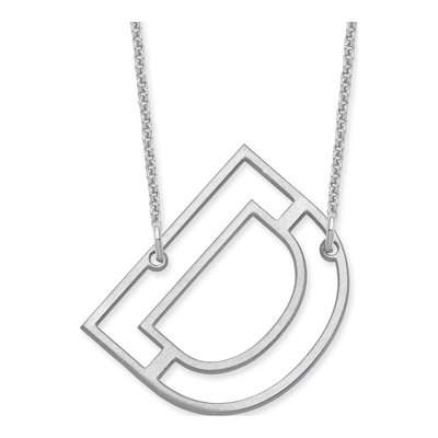 10K White Gold Sideways Initial D Necklace