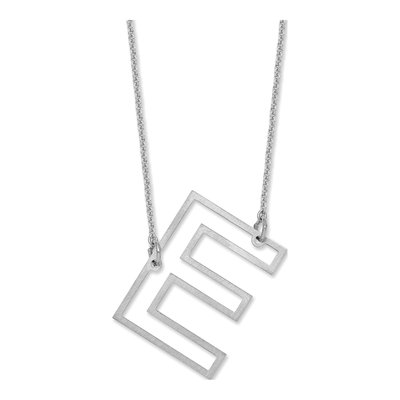 10K White Gold Sideways Initial E Necklace