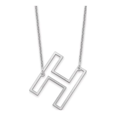 10K White Gold Sideways Initial H Necklace