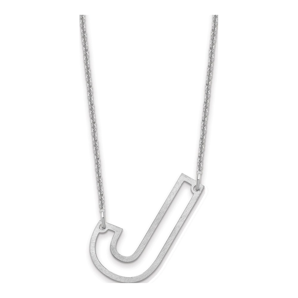 10K White Gold Rhodium-Plated Sideways Cut Out Initial J Necklace