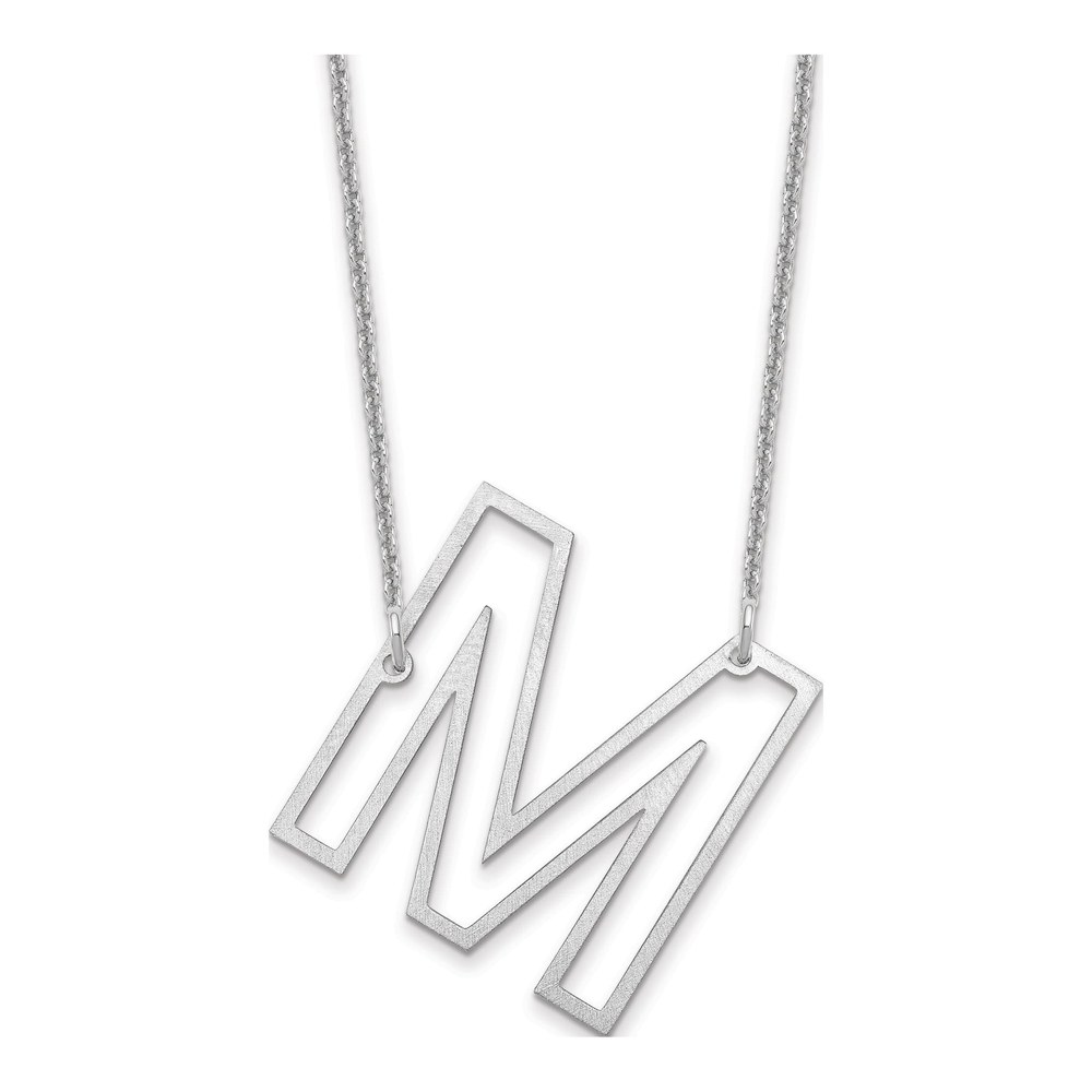10K White Gold Rhodium-Plated Sideways Cut Out Initial M Necklace
