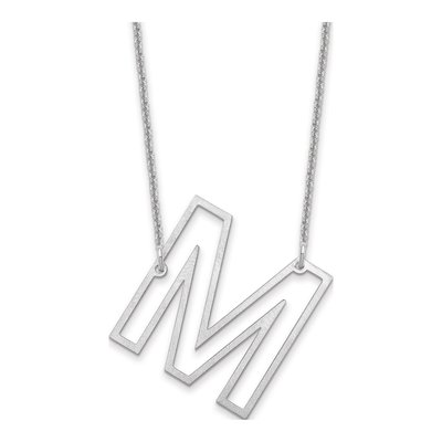 10K White Gold Sideways Initial M Necklace