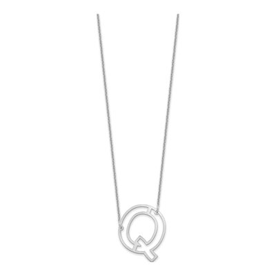 10K White Gold Cut-Out Initial Q Necklace – view 2