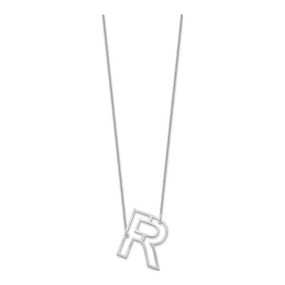 10K White Gold Sideways Initial R Necklace – view 2